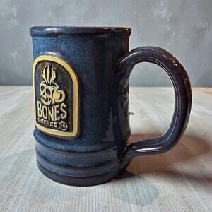 Deneen Pottery Bones Coffee Company SKULL LOGO TANKARD Denim Blue Mug 2020
